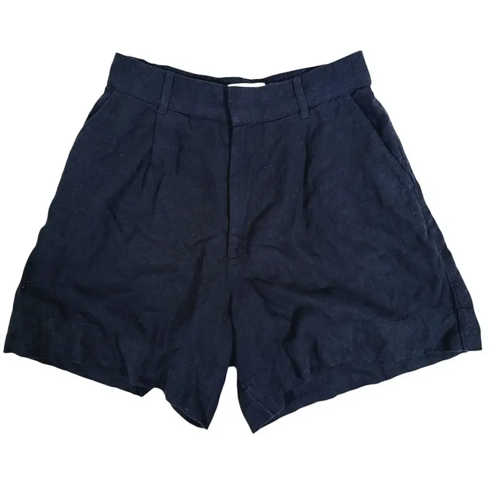 Abercrombie & Fitch Black Linen Blend High-Waist Shorts